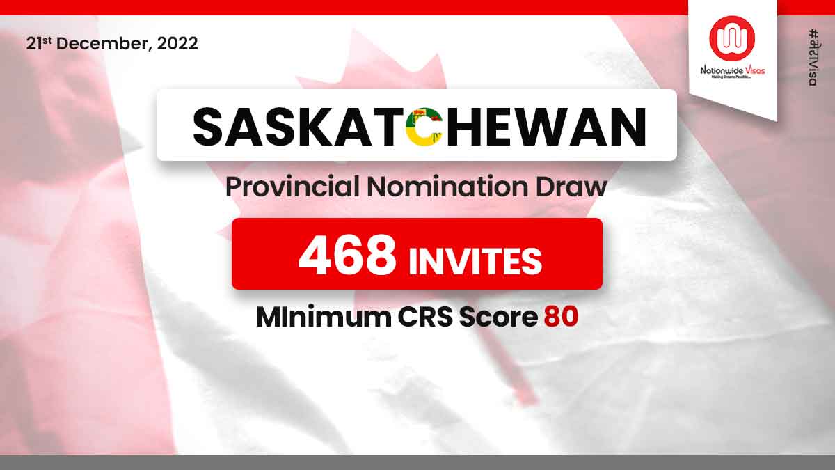 Saskatchewan PNP invites 468 candidates | CRS drops 2 points